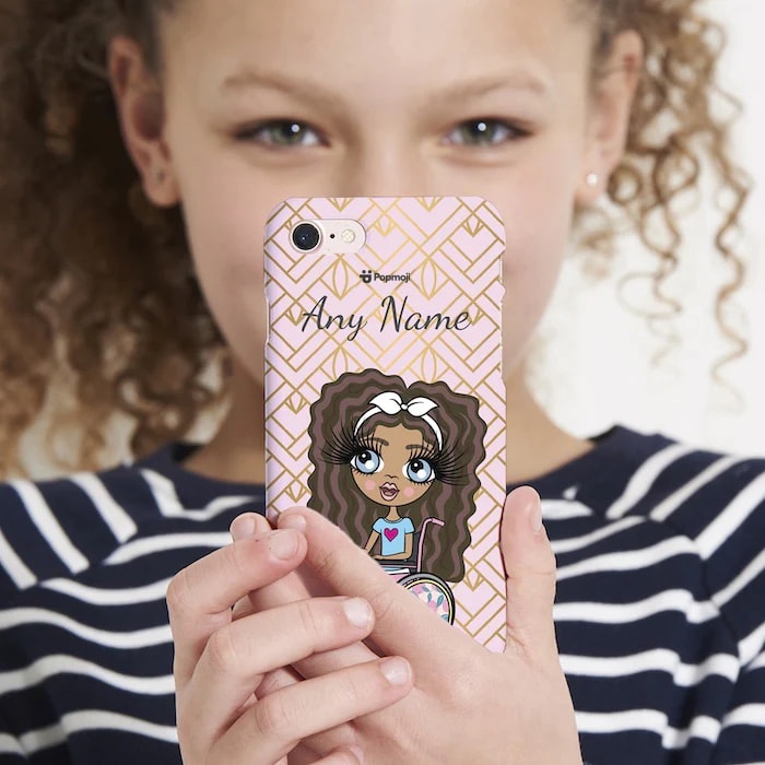Girls Personalized Wheelchair Gold Geo Print Phone Case