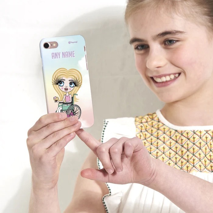 Girls Personalized Wheelchair Unicorn Colors Phone Case