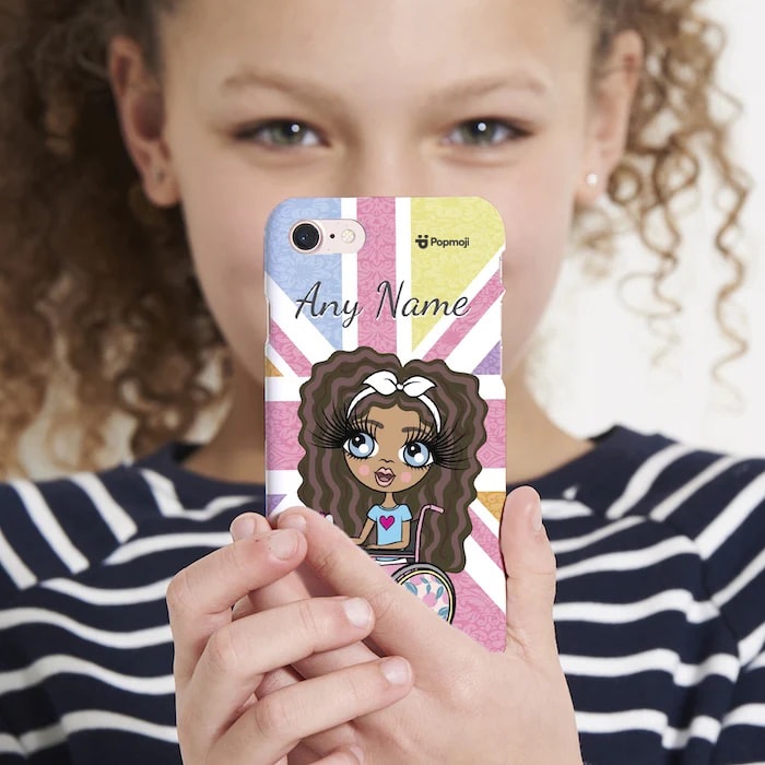 Girls Personalized Wheelchair Union Jack Phone Case