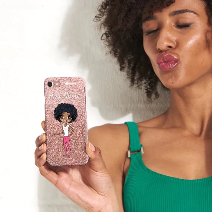 Womens Personalized Glitter Effect Phone Case