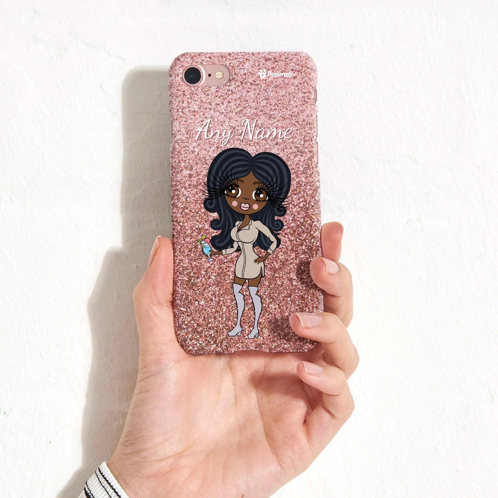 Womens Personalized Glitter Effect Phone Case - Blush