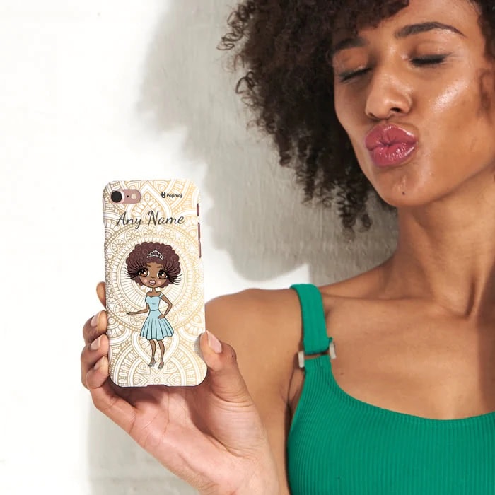 Womens Personalized Golden Lace Phone Case
