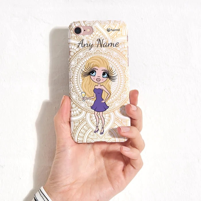 Womens Personalized Golden Lace Phone Case