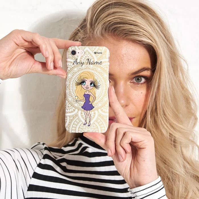 Womens Personalized Golden Lace Phone Case