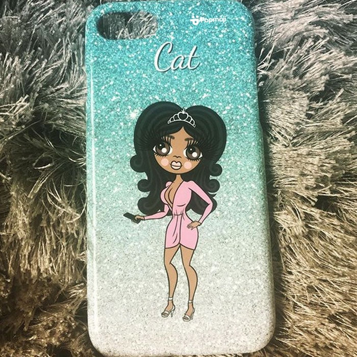 Womens Personalized Ombre Glitter Effect Phone Case