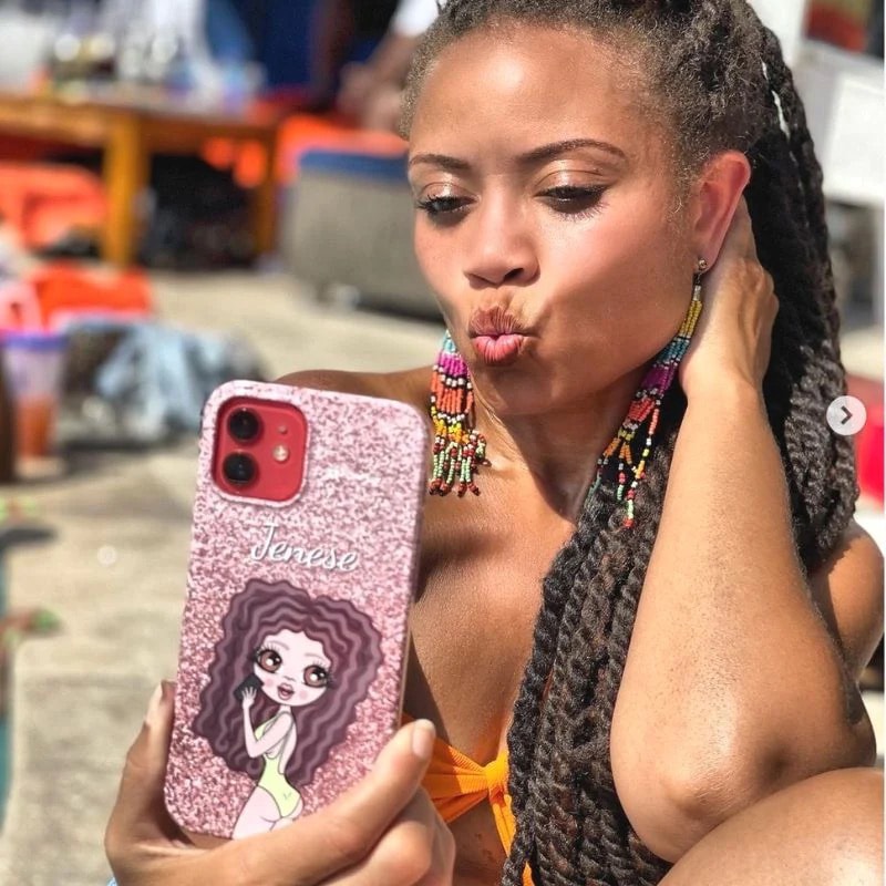 Womens Personalized Selfie Glitter Effect Phone Case
