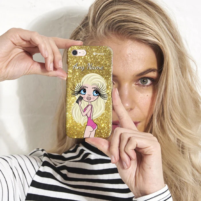 Womens Personalized Selfie Glitter Effect Phone Case