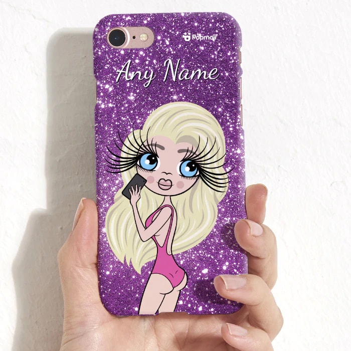 Womens Personalized Selfie Glitter Effect Phone Case