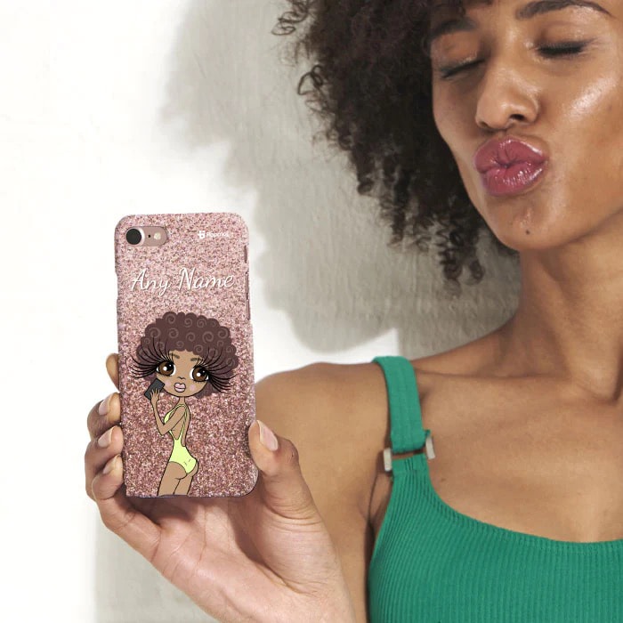 Womens Personalized Selfie Glitter Effect Phone Case