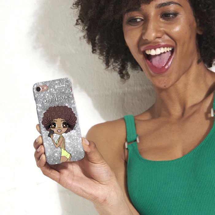 Womens Personalized Selfie Glitter Effect Phone Case