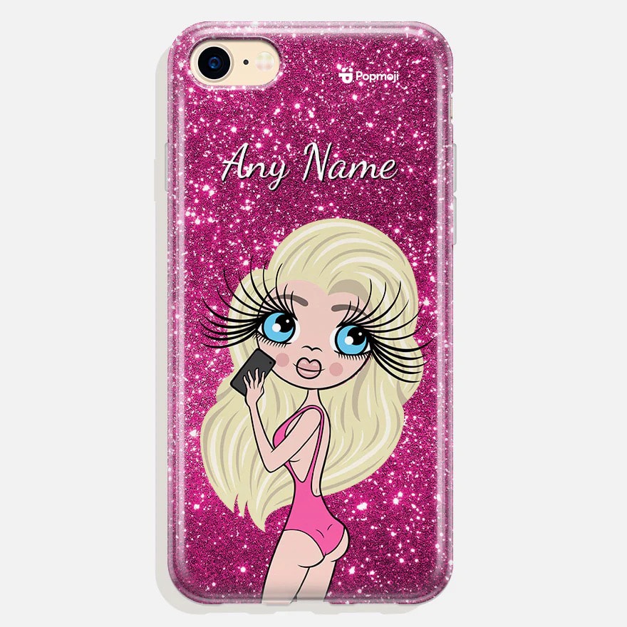 Womens Personalized Selfie Glitter Effect Phone Case