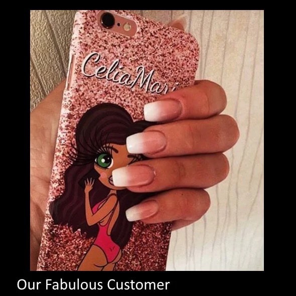 Womens Personalized Selfie Glitter Effect Phone Case