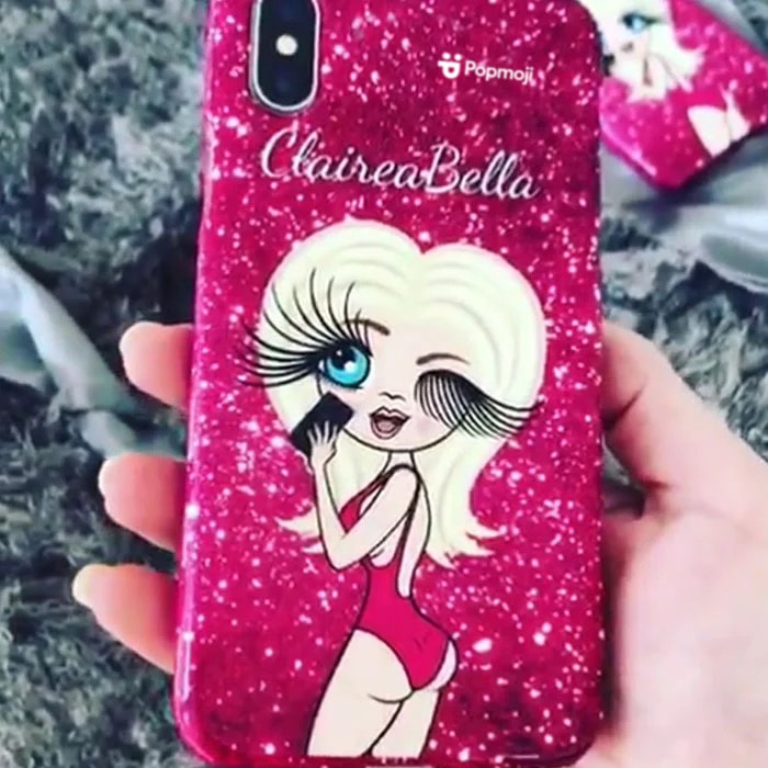 Womens Personalized Selfie Glitter Effect Phone Case