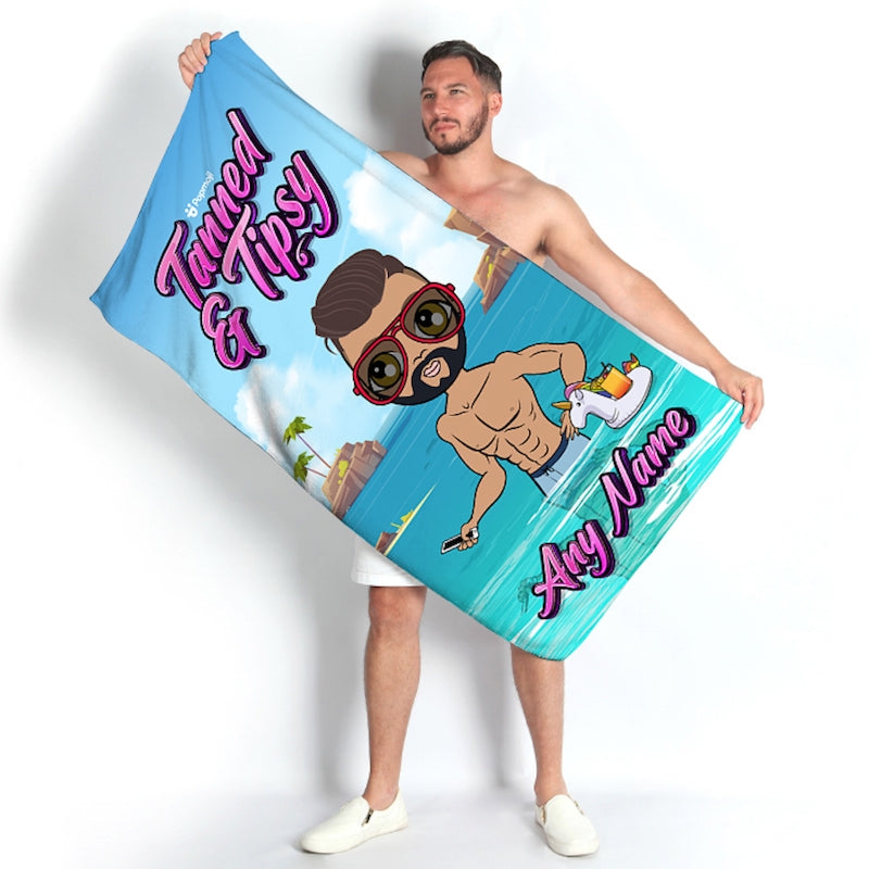 MrCB Personalized Tanned & Tipsy Trip Beach Towel - Image 1