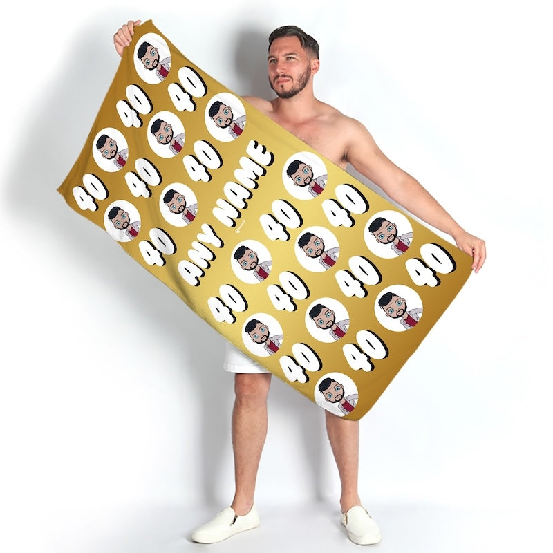 Popmoji Mens Personalized 40th Birthday Beach Towel - Image 1