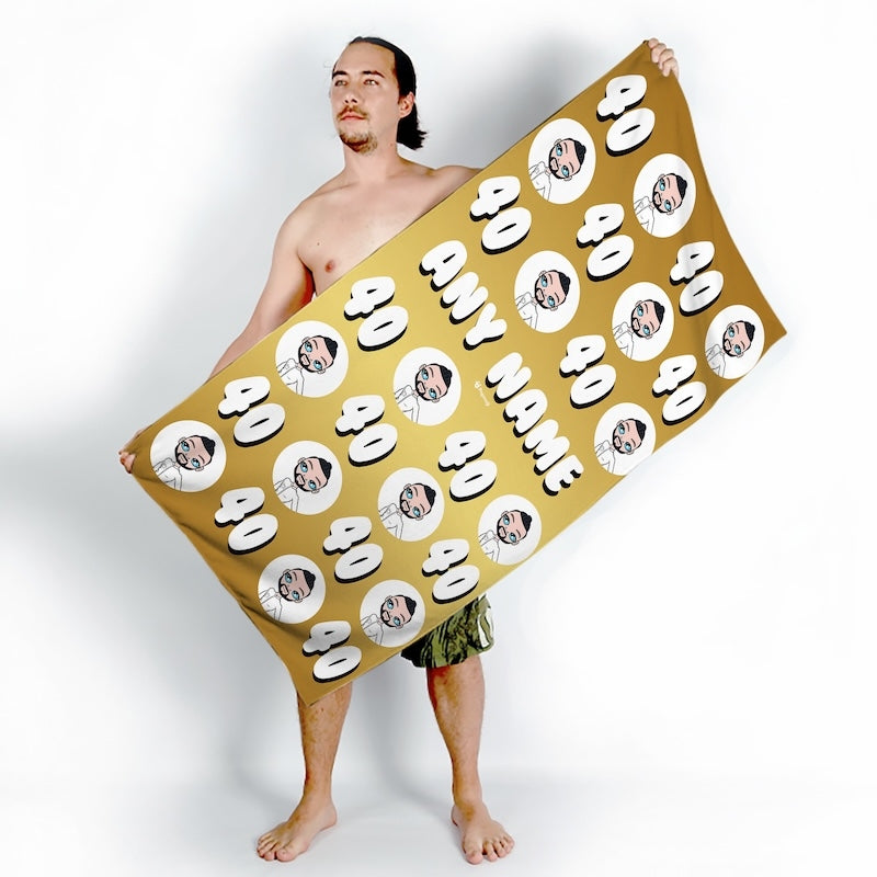 Popmoji Mens Personalized 40th Birthday Beach Towel - Image 2