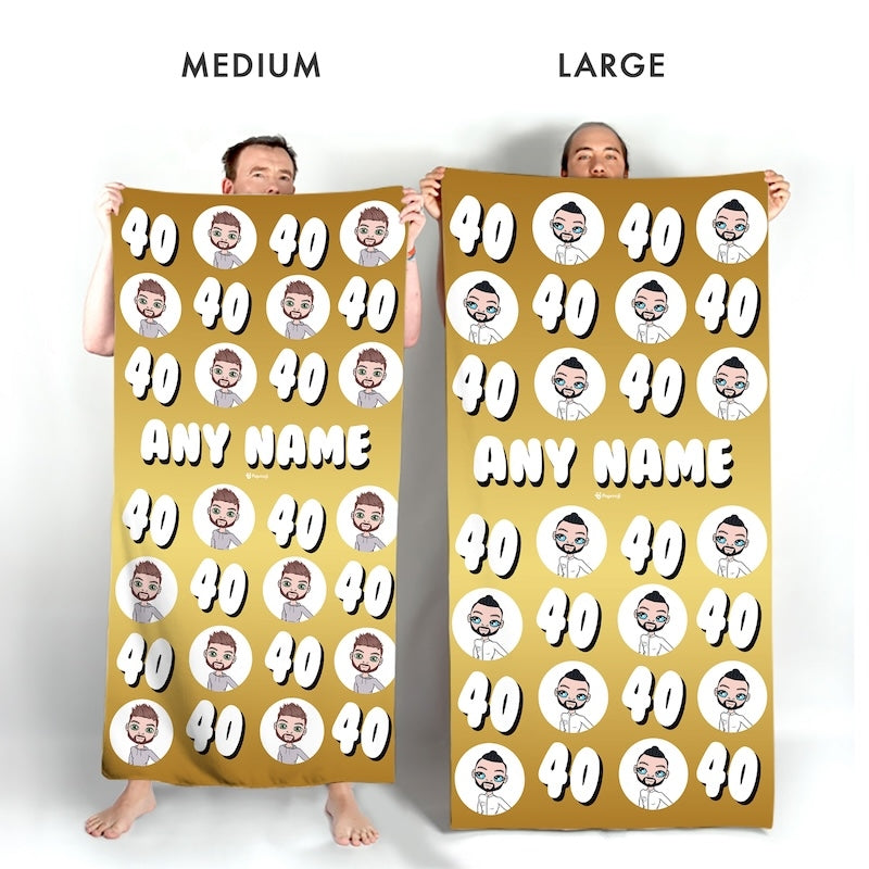 Popmoji Mens Personalized 40th Birthday Beach Towel - Image 4