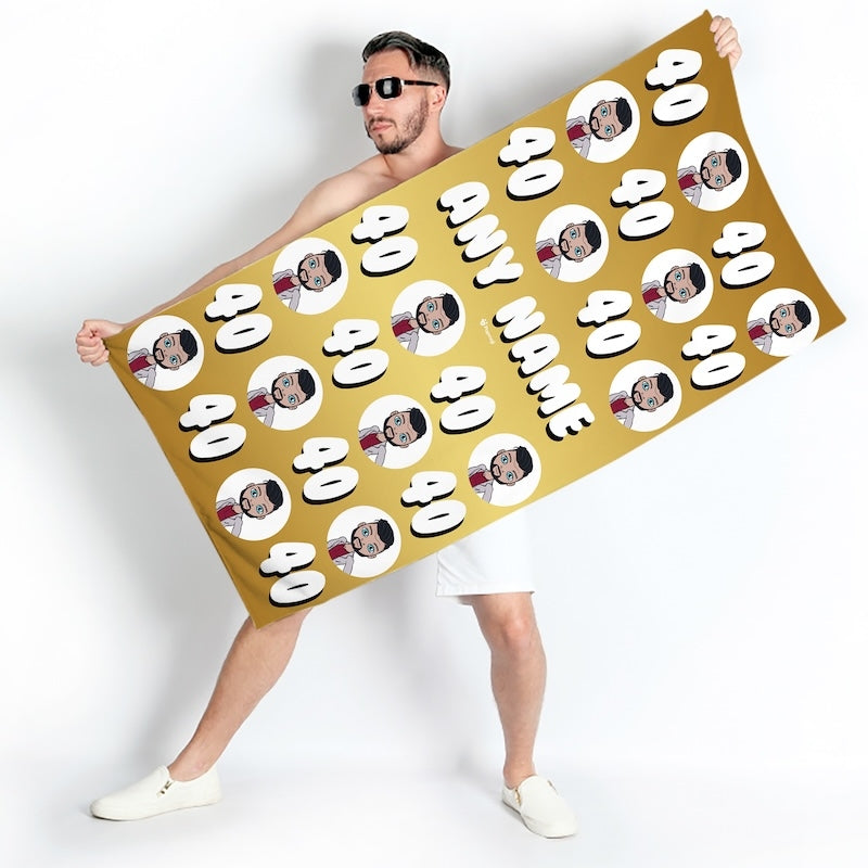 Popmoji Mens Personalized 40th Birthday Beach Towel - Image 3