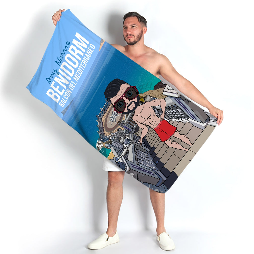 Mens Personalized Benidorm Balcon Del Mediterraneo Beach Towel - Image 2