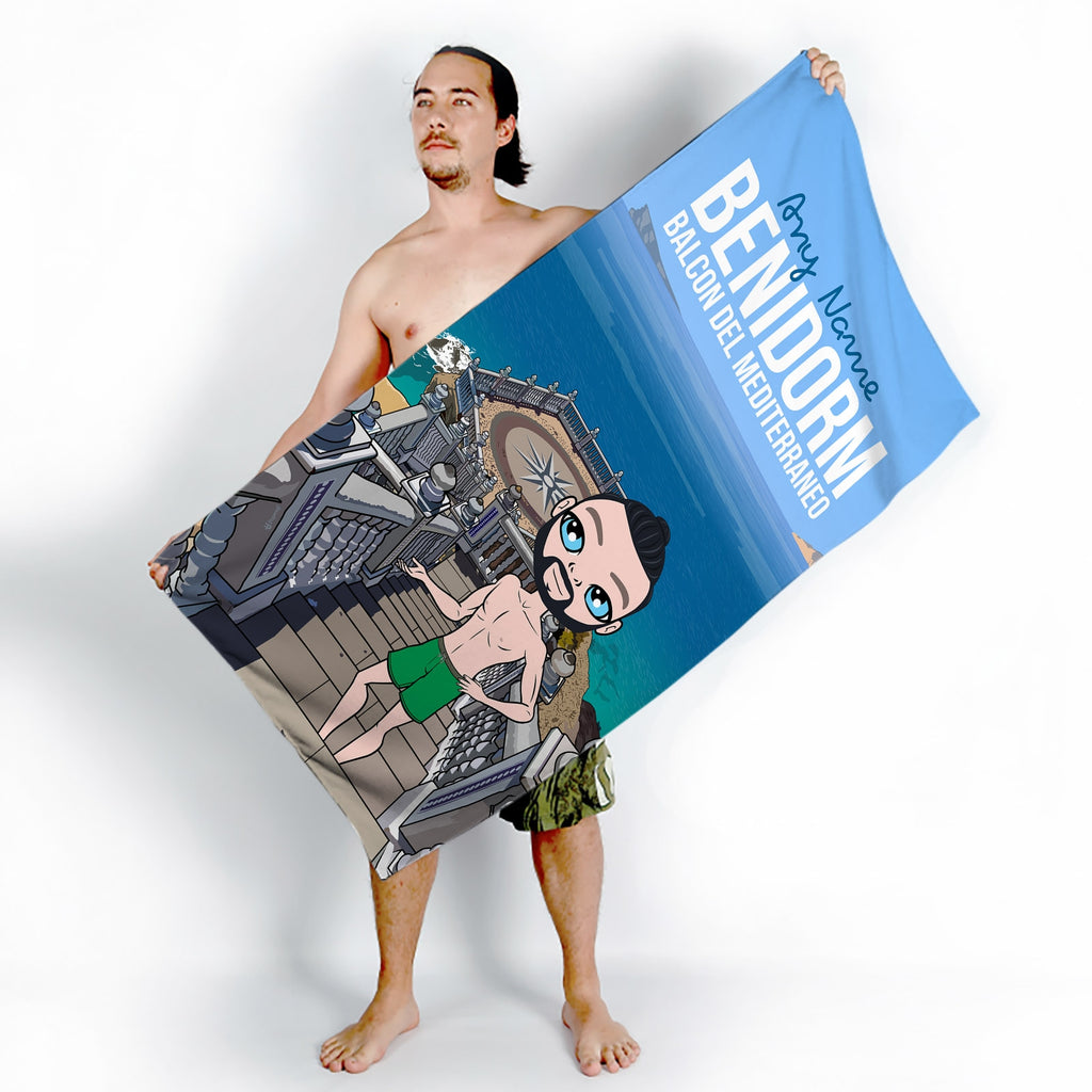 Mens Personalized Benidorm Balcon Del Mediterraneo Beach Towel - Image 4
