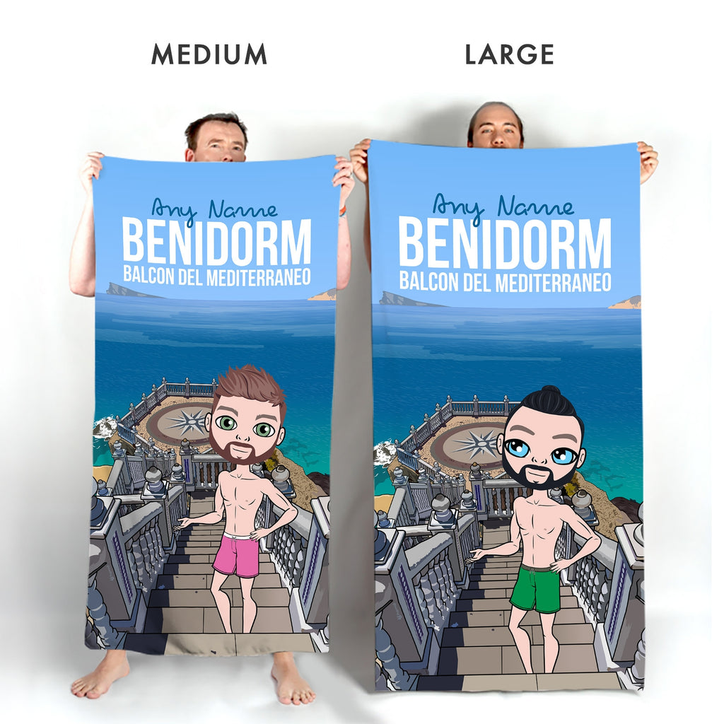 Mens Personalized Benidorm Balcon Del Mediterraneo Beach Towel - Image 3