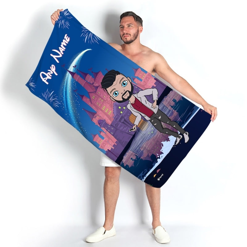 Mens Personalized Fairy Tale Beach Towel - Image 1