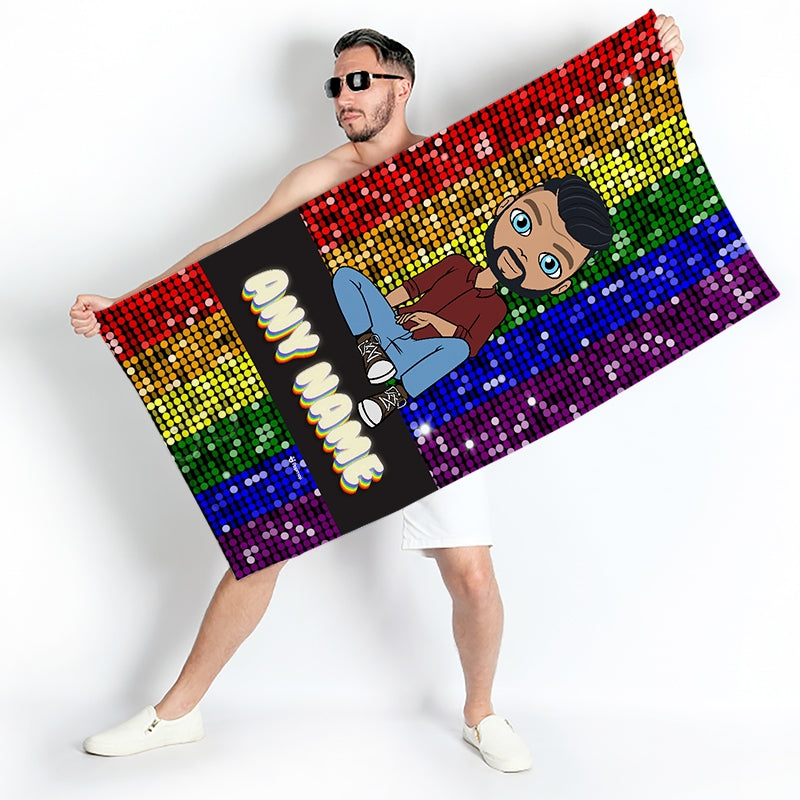 MrCB Glitter Pride Flag Beach Towel - Image 1