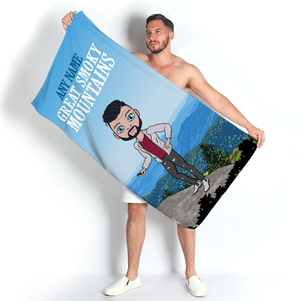 Mens Personalized Great Smoky Mountains Beach Towel - Image 1