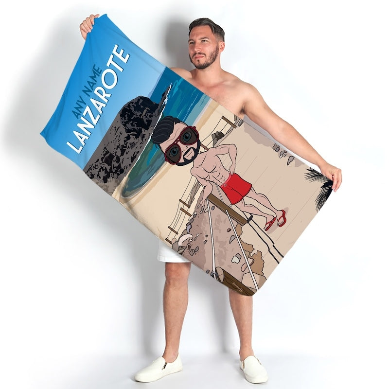 Mens Personalized Lanzarote Beach Towel - Image 1
