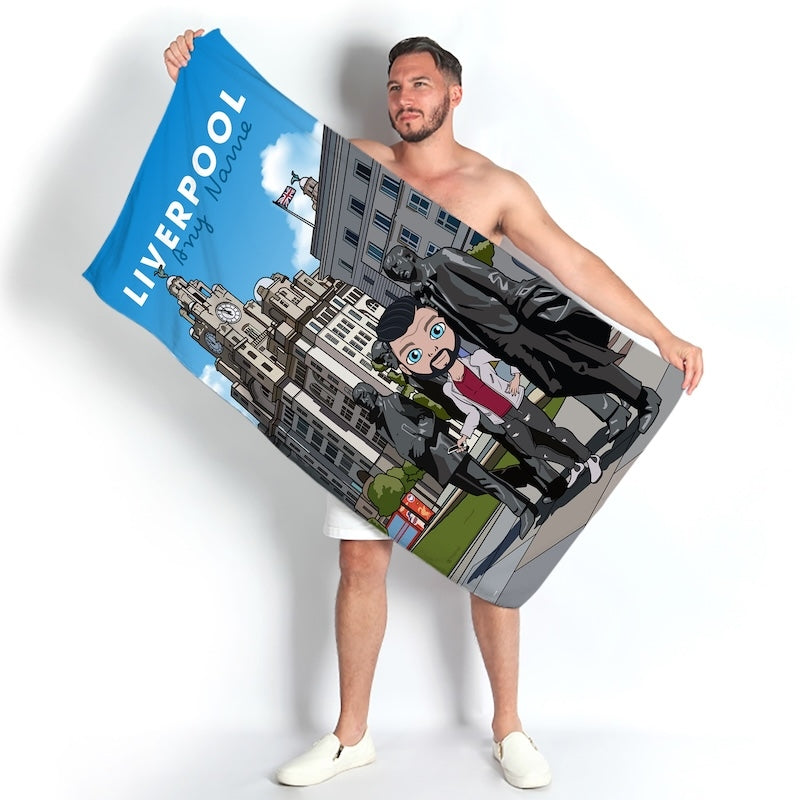 Mens Personalized Liverpool Beach Towel - Image 1