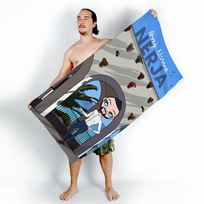 Mens Personalized Nerja Beach Towel - Image 1