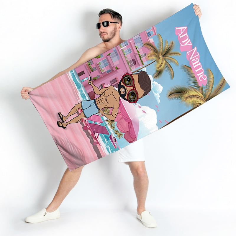 MrCB Personalized Pink Seaside Beach Towel - Image 4