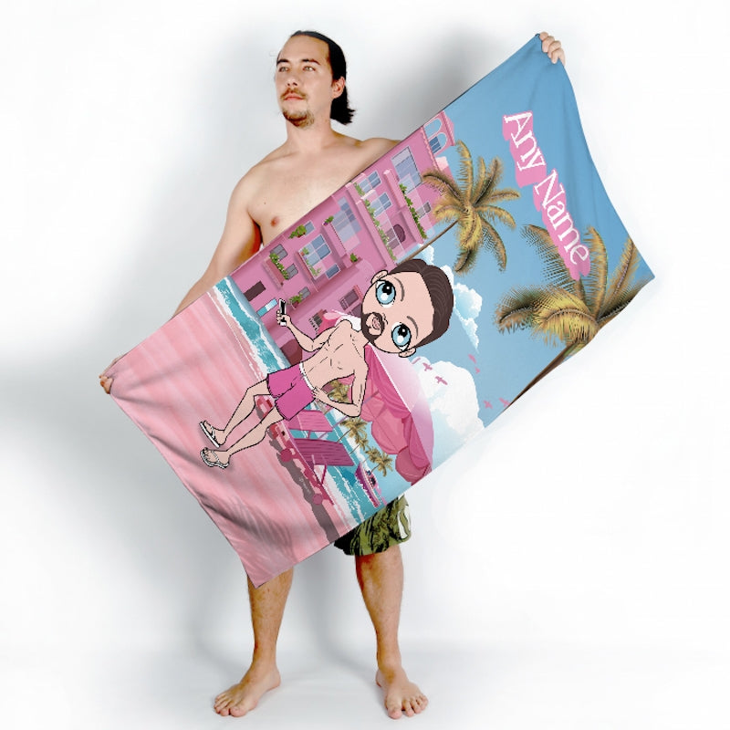 MrCB Personalized Pink Seaside Beach Towel - Image 2