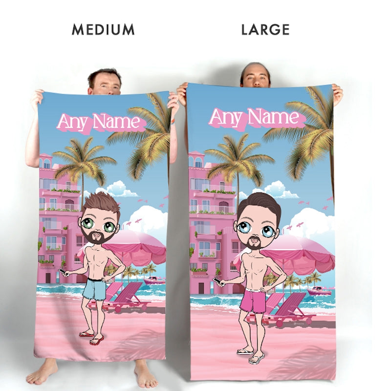 MrCB Personalized Pink Seaside Beach Towel - Image 3