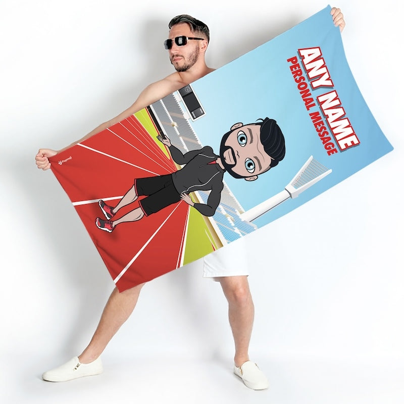 Mens Personalized Running Track Beach Towel - Image 2