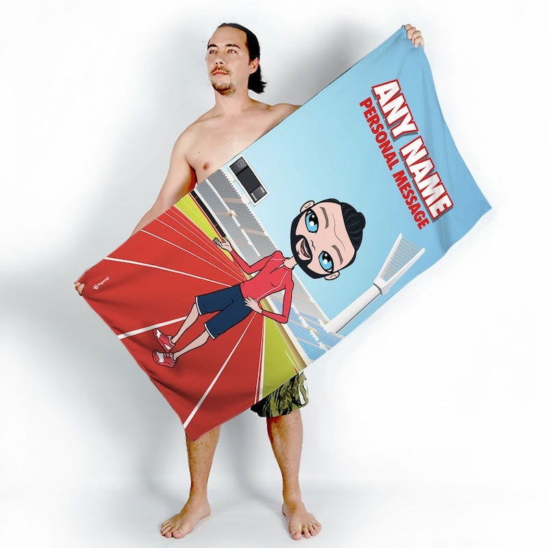 Mens Personalized Running Track Beach Towel - Image 3