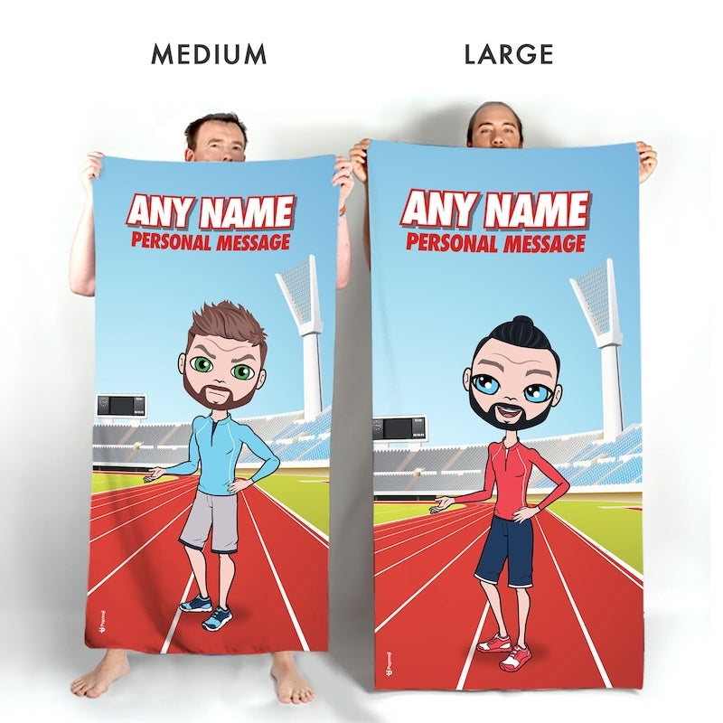 Mens Personalized Running Track Beach Towel - Image 4
