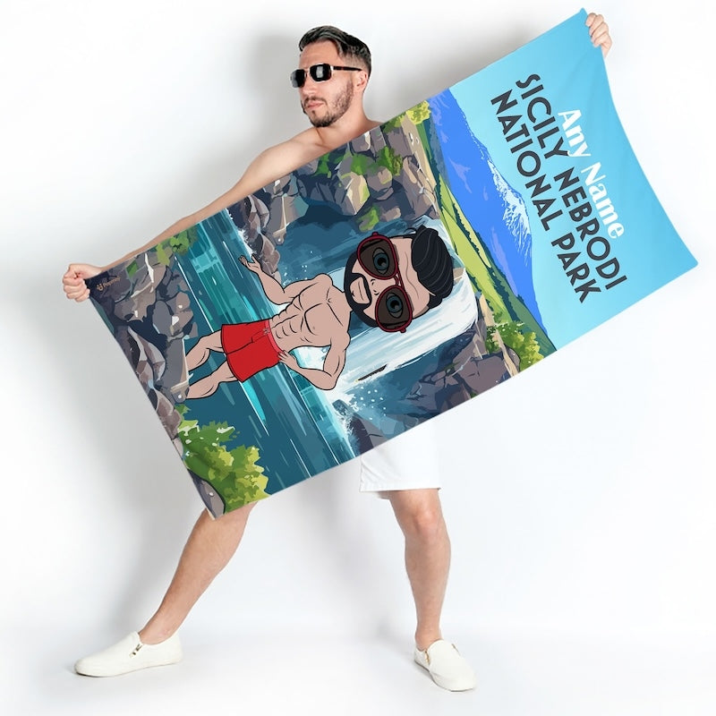 Mens Personalized Sicily Nebrodi National Park Beach Towel - Image 2