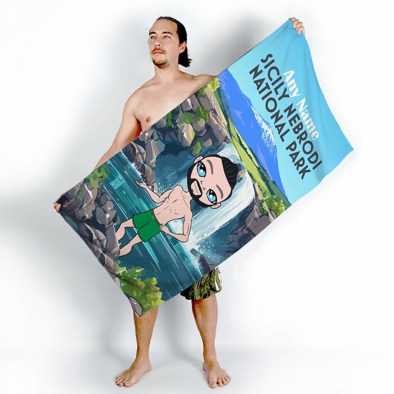 Mens Personalized Sicily Nebrodi National Park Beach Towel - Image 3