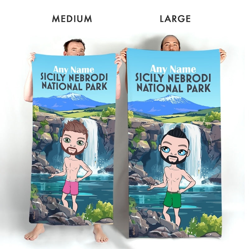 Mens Personalized Sicily Nebrodi National Park Beach Towel - Image 4
