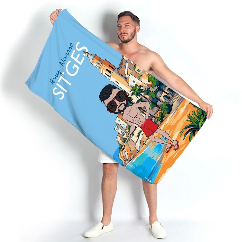 Mens Personalized Sitges Beach Towel - Image 1