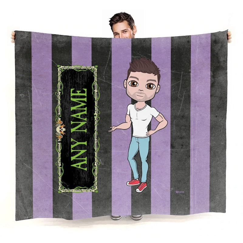 Mens Creepy Purple Stripes Fleece Blanket - Image 3