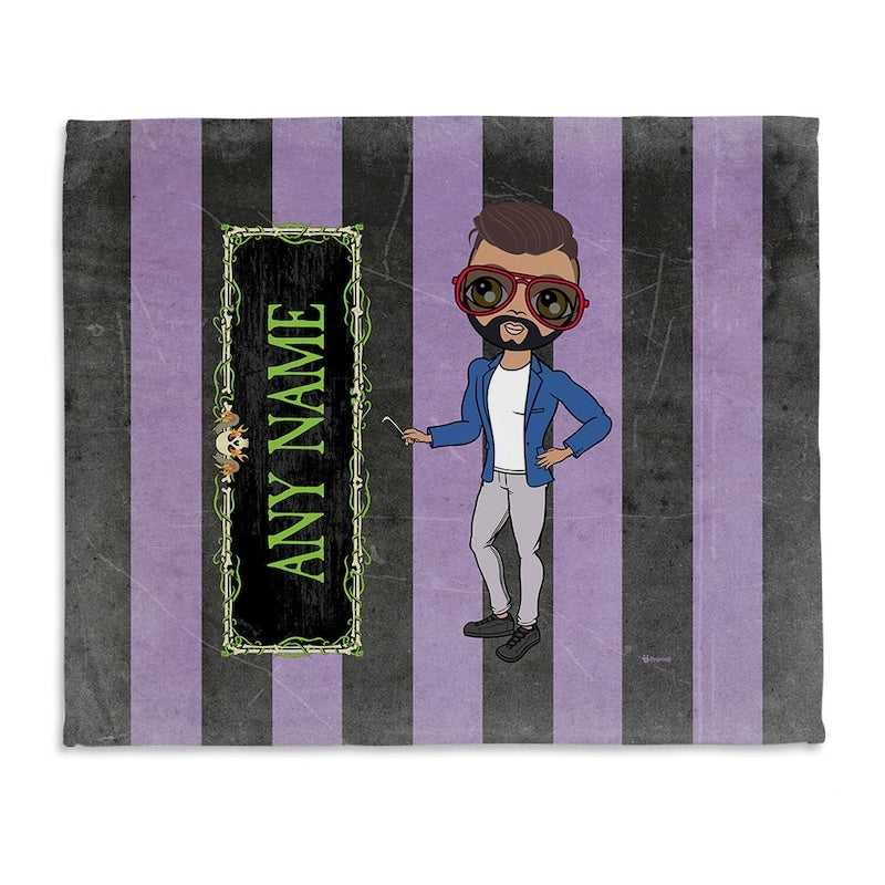 Mens Creepy Purple Stripes Fleece Blanket - Image 1