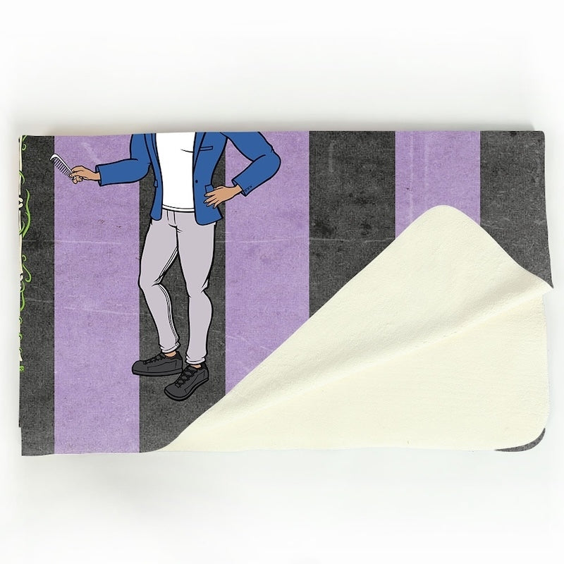 Mens Creepy Purple Stripes Fleece Blanket - Image 4