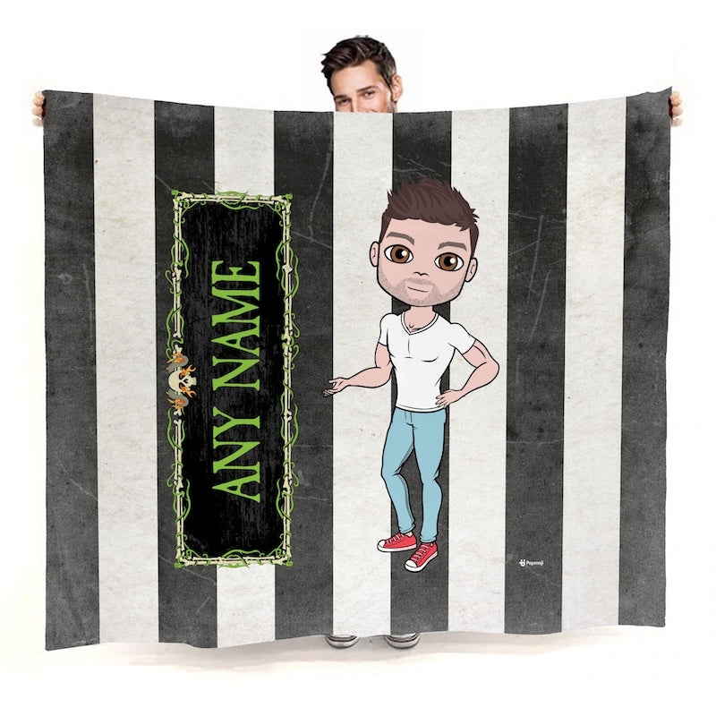 Mens Creepy White Stripes Fleece Blanket - Image 3