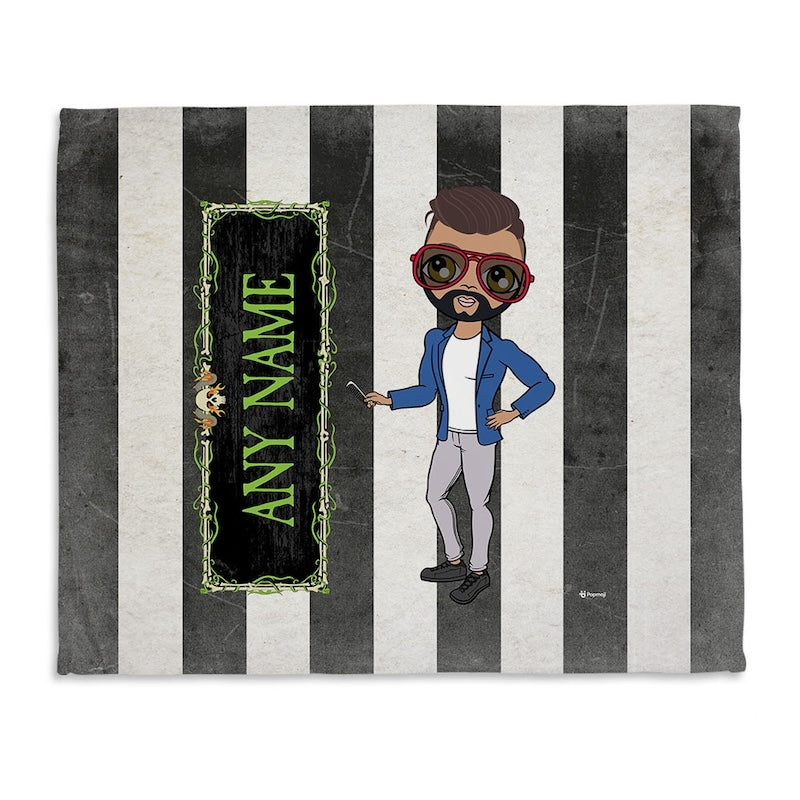 Mens Creepy White Stripes Fleece Blanket - Image 1