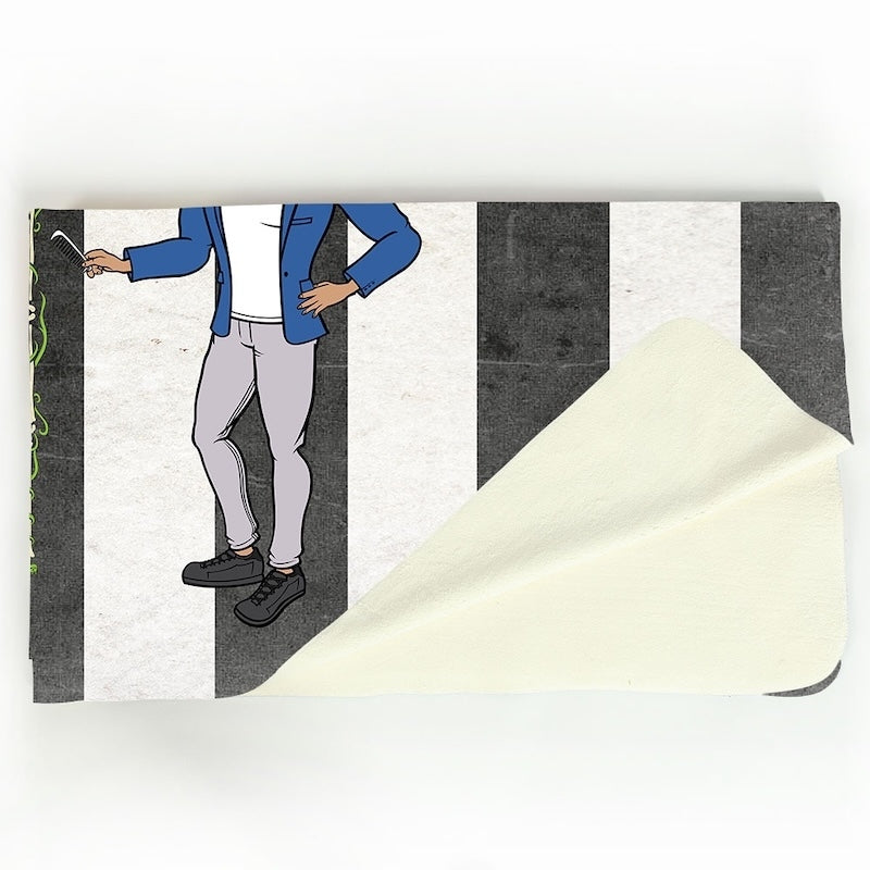 Mens Creepy White Stripes Fleece Blanket - Image 2