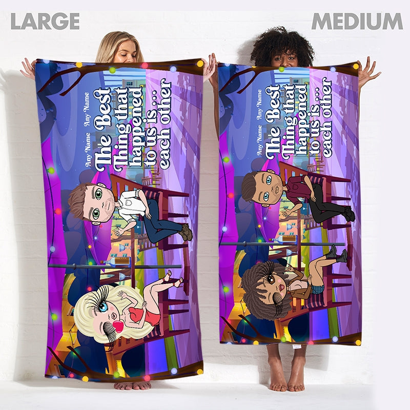 Multi Character Couples Al Fresco Cocktails Beach Towel - Image 2