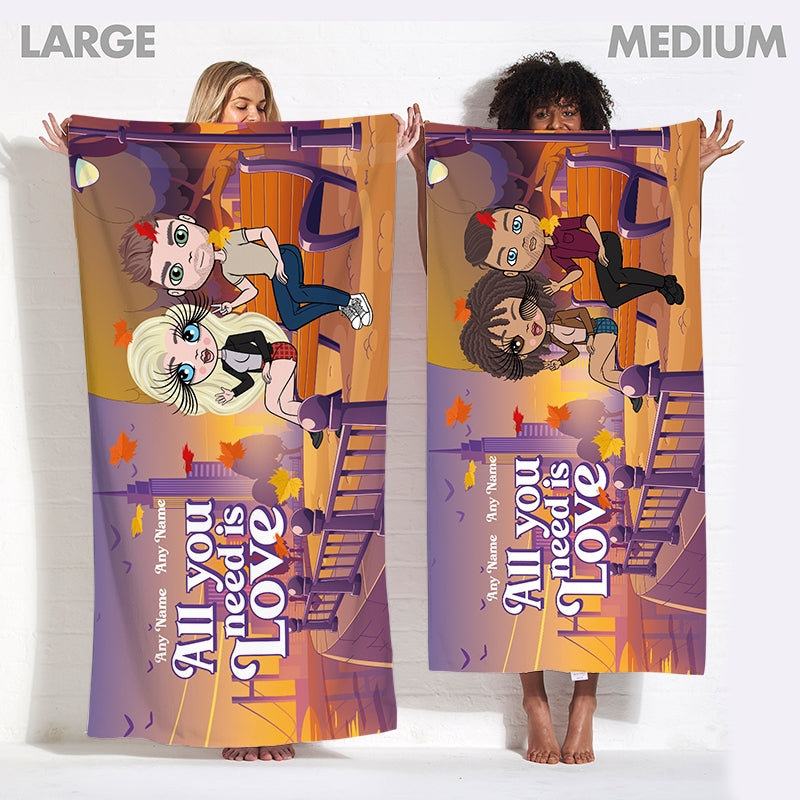 Multi Character Couples All You Need Is Love Beach Towel - Image 4
