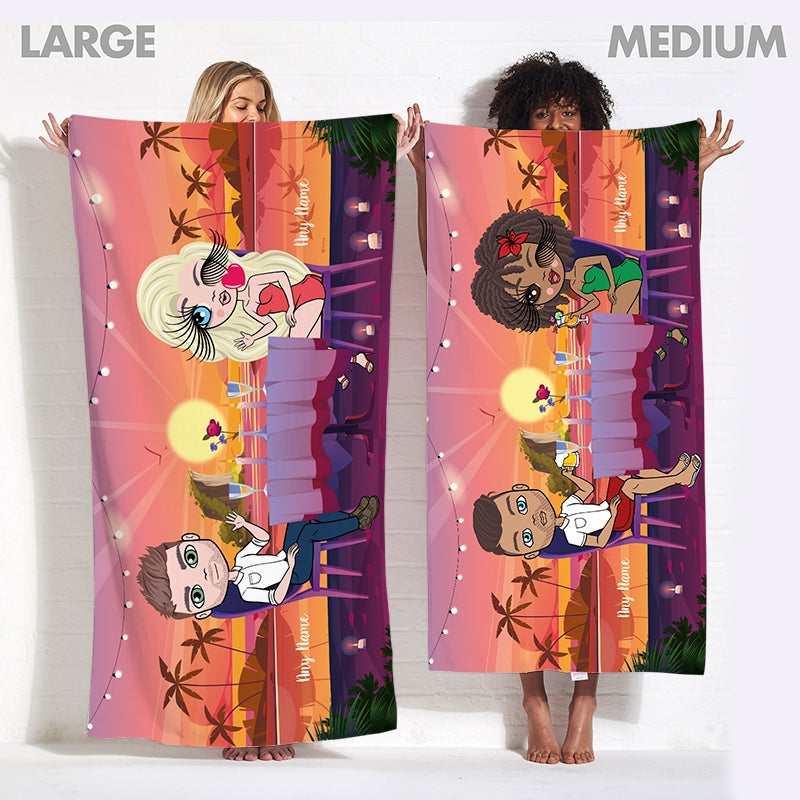 Multi Character Couples Exotic Date Beach Towel - Image 3
